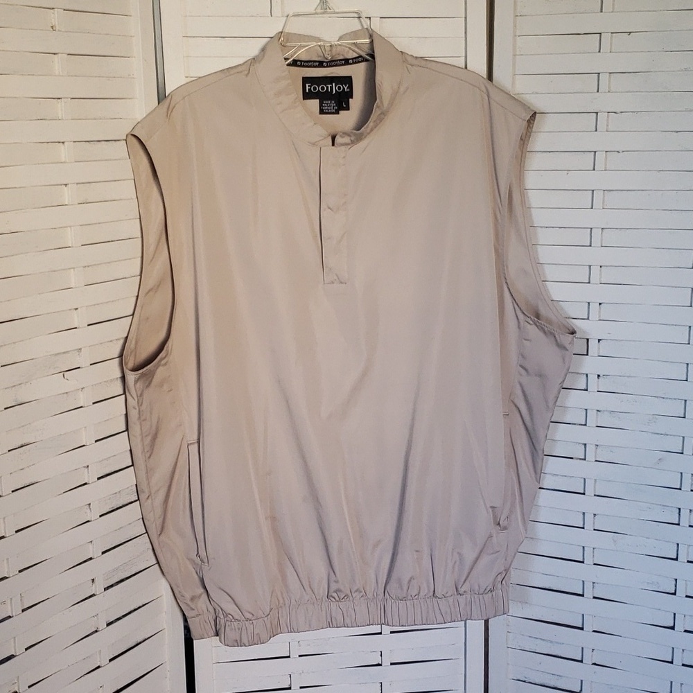 Footjoy taupe snap 1/2 button down packable mens golf vest size L
